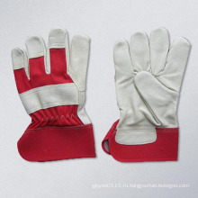 Красная свинья Зерновая кожа Полные пальцы рабочих перчаток (3510)